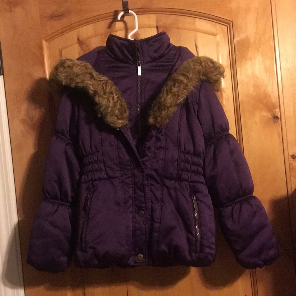 R 1881 x Rothschild Plum Purple Puffer Jacket with Faux Fur Trim EUC M 10/12